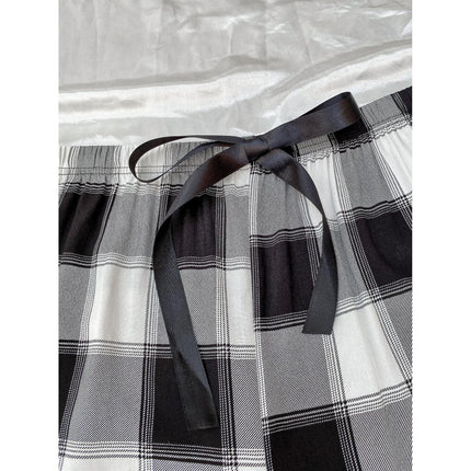 Plus Size Pajamas Women Plaid Drawstring Shorts Spring Summer Home Pants
